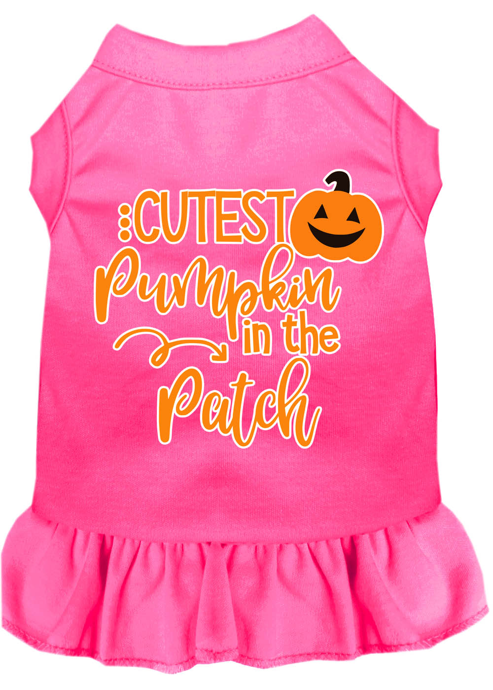 Cutest Pumpkin in the Patch Screen Print Dog Dress Bright Pink Lg